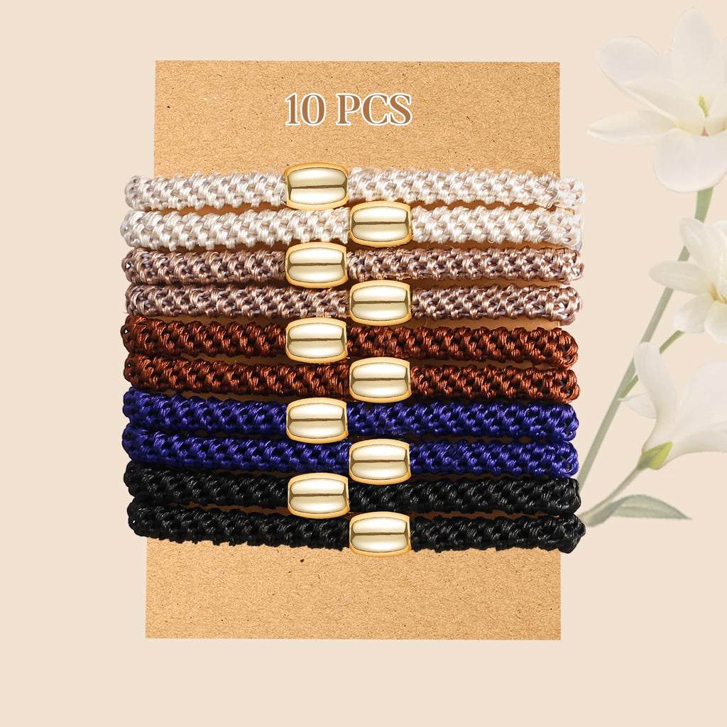 FORENEE 10Pcs Braided Hair Ties for Thick Hair - Classic Dinner
