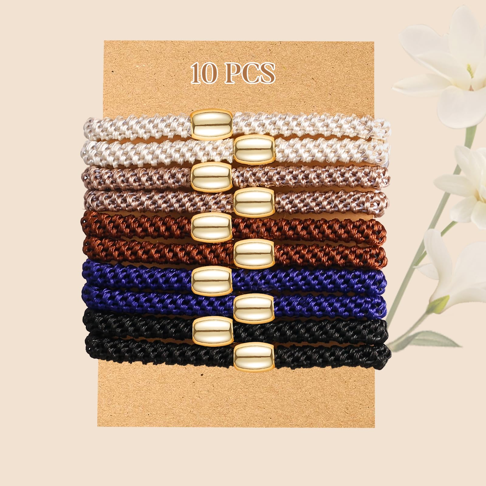 FORENEE 10Pcs Braided Hair Ties for Thick Hair - Classic Dinner