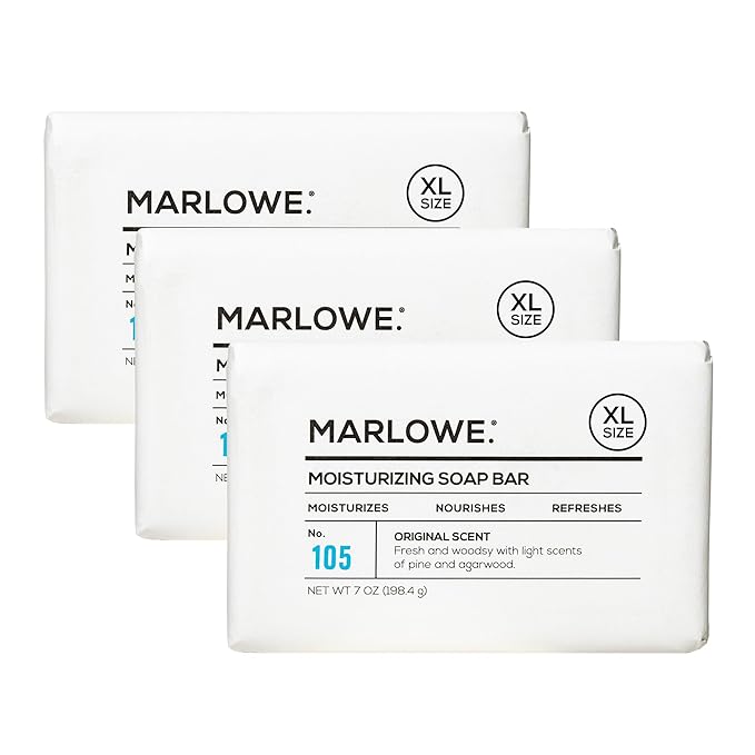 MARLOWE. Bar Soap for Men, Moisturizing Body Soap, Sage + Fir, 7 oz(3 Bars)