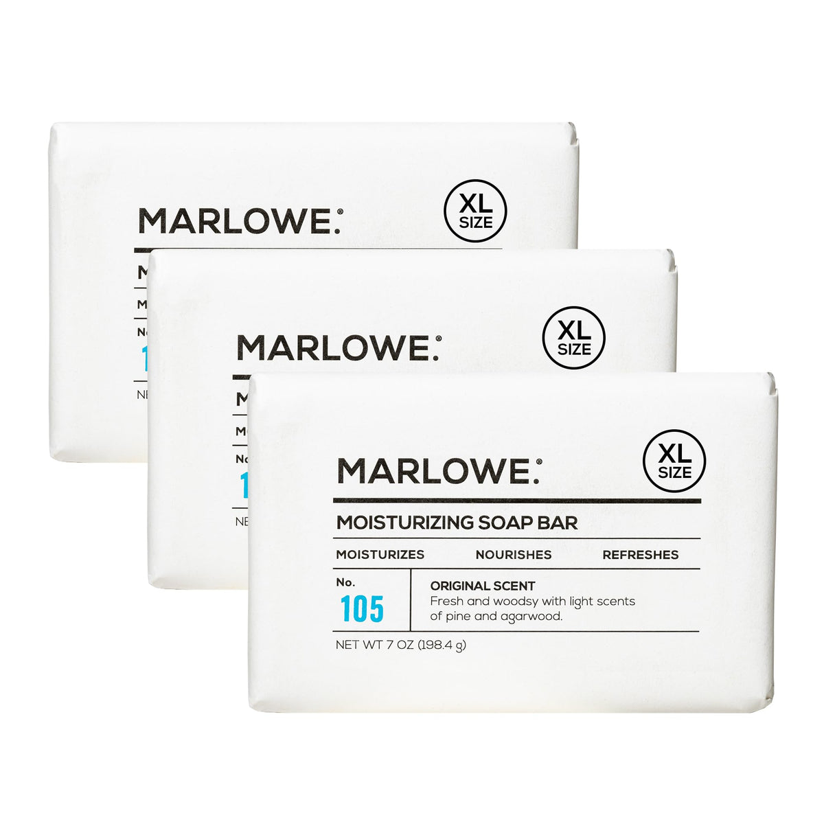 MARLOWE. Coffee Bar Soap, Exfoliating Body Scrub for Men, 7 oz (3 Bars)