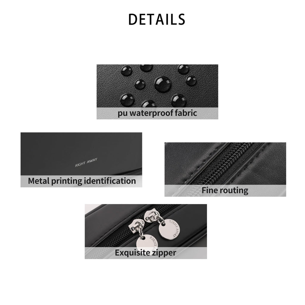 RIGHT AWAY Small Makeup Bag for Purse,Travel Cosmetic Bag Organizer for Women,Cute Make Up Pouch Waterproof Toiletry Bag with Zipper,Portable Makeup Case Skincare Bag for Travel Accessories(Black)