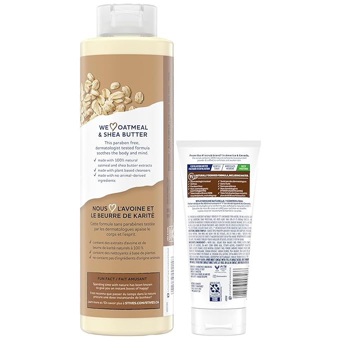 St. Ives Shower Essentials Set – Energizing Coconut & Coffee Face Scrub, Exfoliant for Balanced to Oily Skin + Oatmeal & Shea Butter Soothing Body Wash