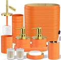 InnJoey Bathroom Set, 10PC Bathroom Accessory Set, Orange Bathroom Accessories, Orange and Gold Bathroom Set with Trash Can, Soap Dispensers