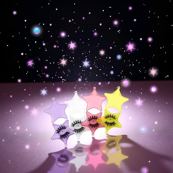 4Pcs Empty Plastic Lash Boxes Star Shape Eyelash Storage Box Travel Case 3D False Eyelashes Packaging Gift Boxes Holder Organizer for Women Girl Eyelash Storage and Packaging False Eyelashes, 4 Colors