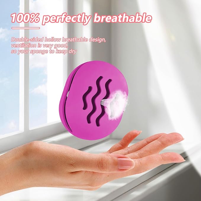 Makeup Sponge & Beauty Blender Travel Case - Shatterproof Silicone Holder, Portable Storage Organizer (Purple)