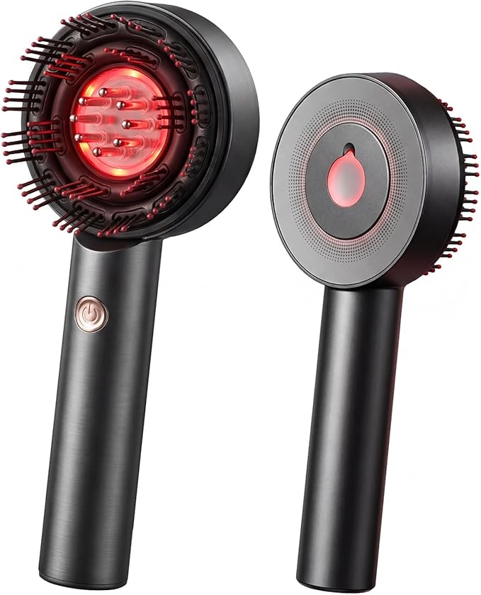 3-in-1 Scalp Massager with Oil Applicator, Portable Cordless Scalp Brush for Men & Women, Adjustable Speed, Soothing Red LED Mode, IPX7 Waterproof, Rechargeable Head Massage Comb for Shower & Dry Use