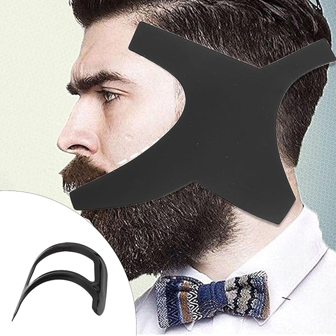 5 Piece Beard Shaper Abs Combi Beard Styling Kit for Mustache, Set Tool Beard Styling Board for Hairline Design Card Neck Bearded, Beard Mustache Combs (Black)