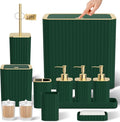 InnJoey Bathroom Accessory Set - Bathroom Set, 12PC Bathroom Accessories Set, Dark Green Bathroom Accessories Set, Mini Trash Can, Toilet Brush, Trash Can & Soap Dispenser