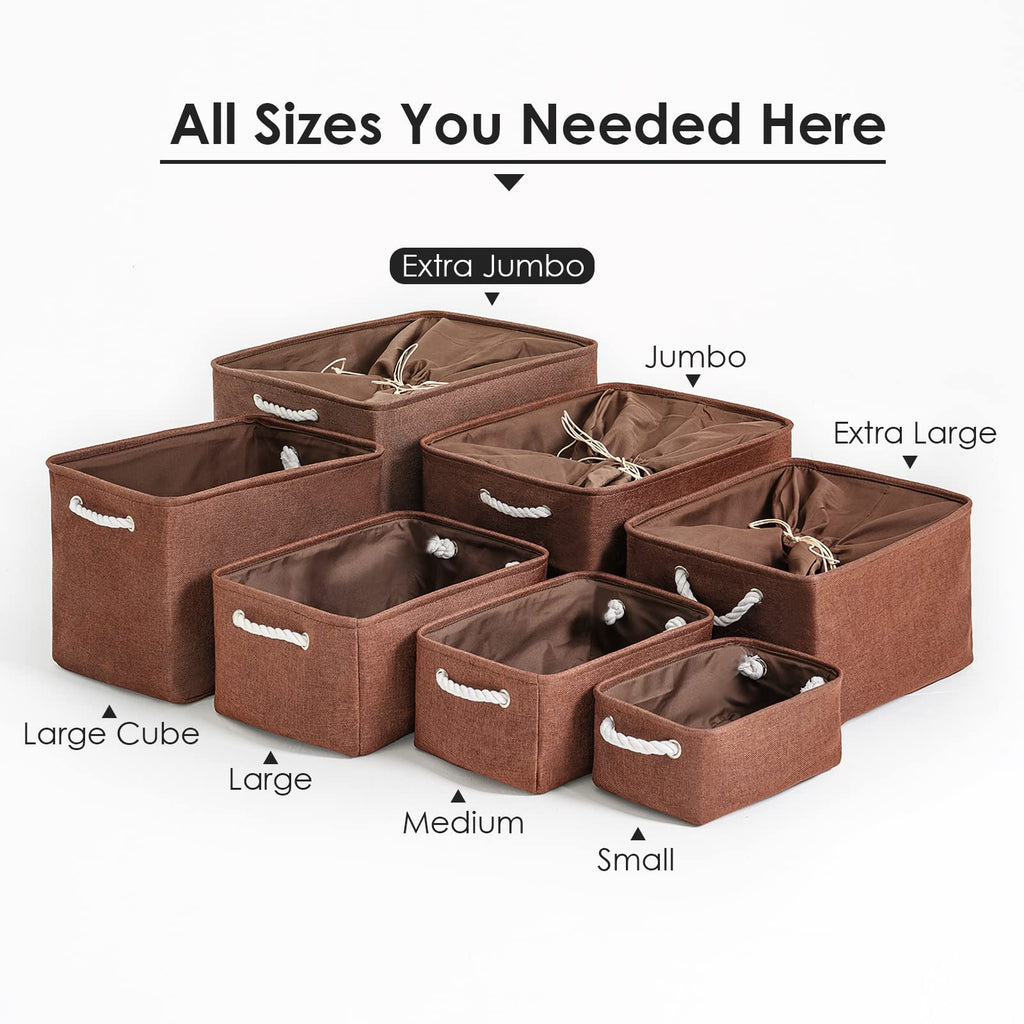 TheWarmHome Organization and Storage for Organizing - Extra Jumbo 3 Pack 20.5x15.7x13.8 inch Fabric Storage Bin for Shelves, Storage cubes for Decorative Shoes Towel Blanket Closet (Brown)