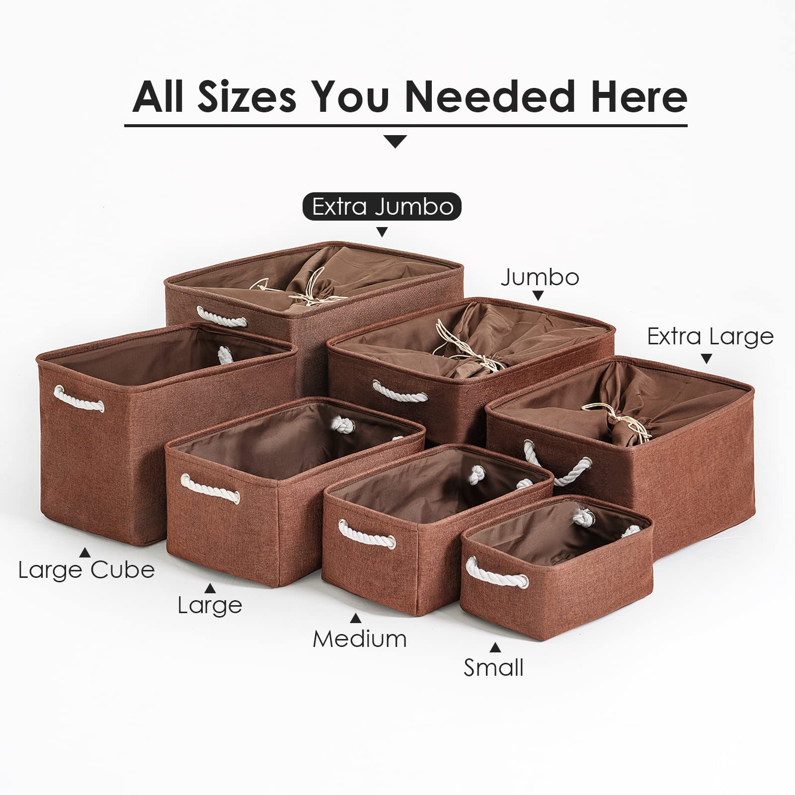 TheWarmHome Organization and Storage for Organizing - Extra Jumbo 3 Pack 20.5x15.7x13.8 inch Fabric Storage Bin for Shelves, Storage cubes for Decorative Shoes Towel Blanket Closet (Brown)