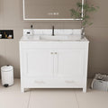 Montary 42" Bathroom Vanity with 43" Artificial Marble Carrara White Top, Modern Stylish MDF Bathroom Storage Cabinet, Vanity Set with 2 Doors and One Large Divided Drawer, White (Single Hole)