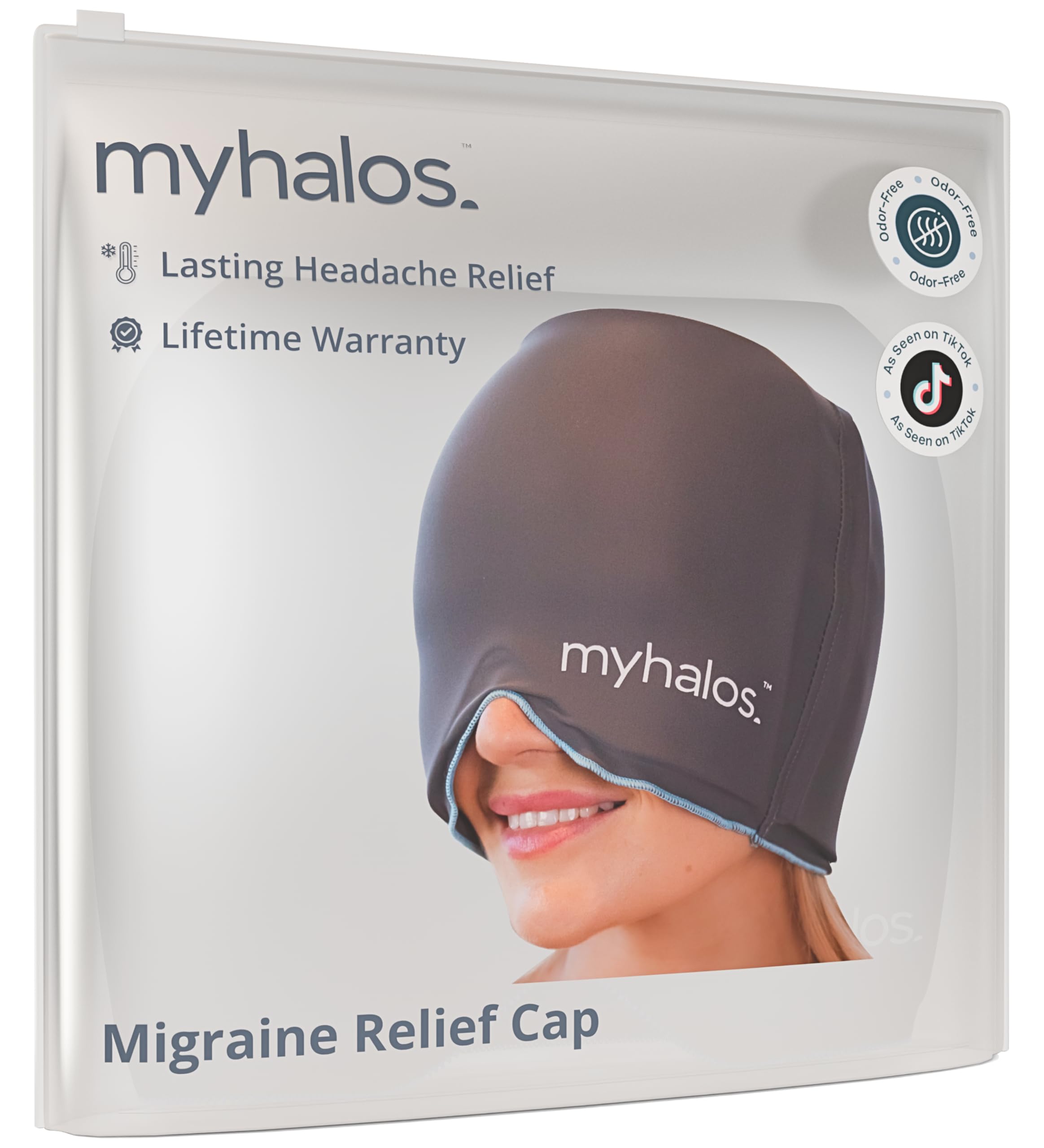 MyHalos Migraine & Headache Relief Cap, 30% More Gel, Hot & Cold Ice Wrap