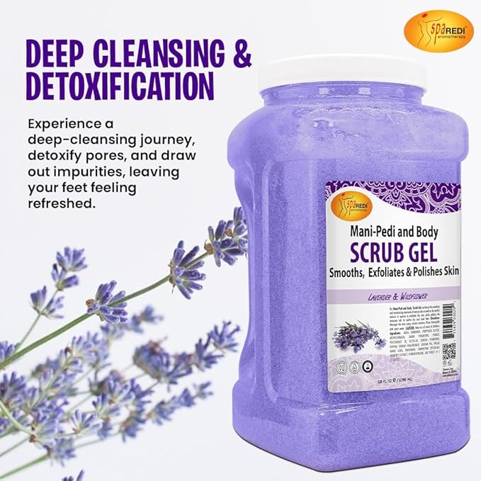 SPA REDI Exfoliating Body & Skincare Treatment Multi-Purpose Professional & At-Home Skin Refinement, Exfoliate Hydrate Transform for Holistic Transformation, Lavender & Wildflower 128 Oz Pkg May Vary