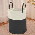 JMvicyroam Large Woven Laundry Basket Hamper,100L Cotton Rope Storage Bin for Blankets,Toys and Clothes,Decorative Tall Nursery Hamper for Living Room,Baby Nursery,Bathroom and Bedroom,White and Black