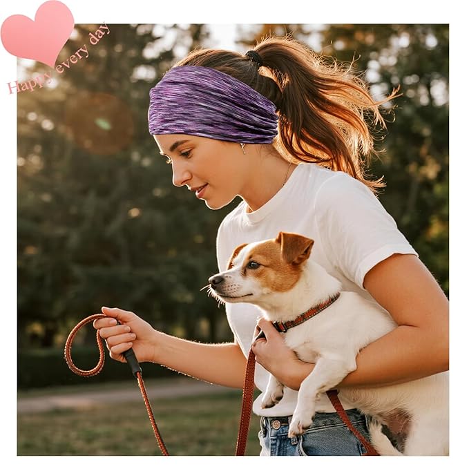 Wide Headbands For Women Stretch Headband Boho Head Bands Women's Hair Band Turban Workout Hairband Accessories Space Dyed 6 Pack