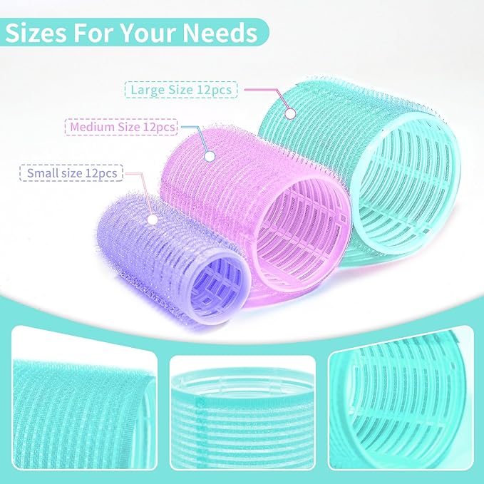 Hair Rollers Set 50Pcs with Clips for Long Short Medium Hair, Heatless Curls 36PCS for Hair, Sleep In Curlers for Comb Blowout Look Gift Set for Girls Women