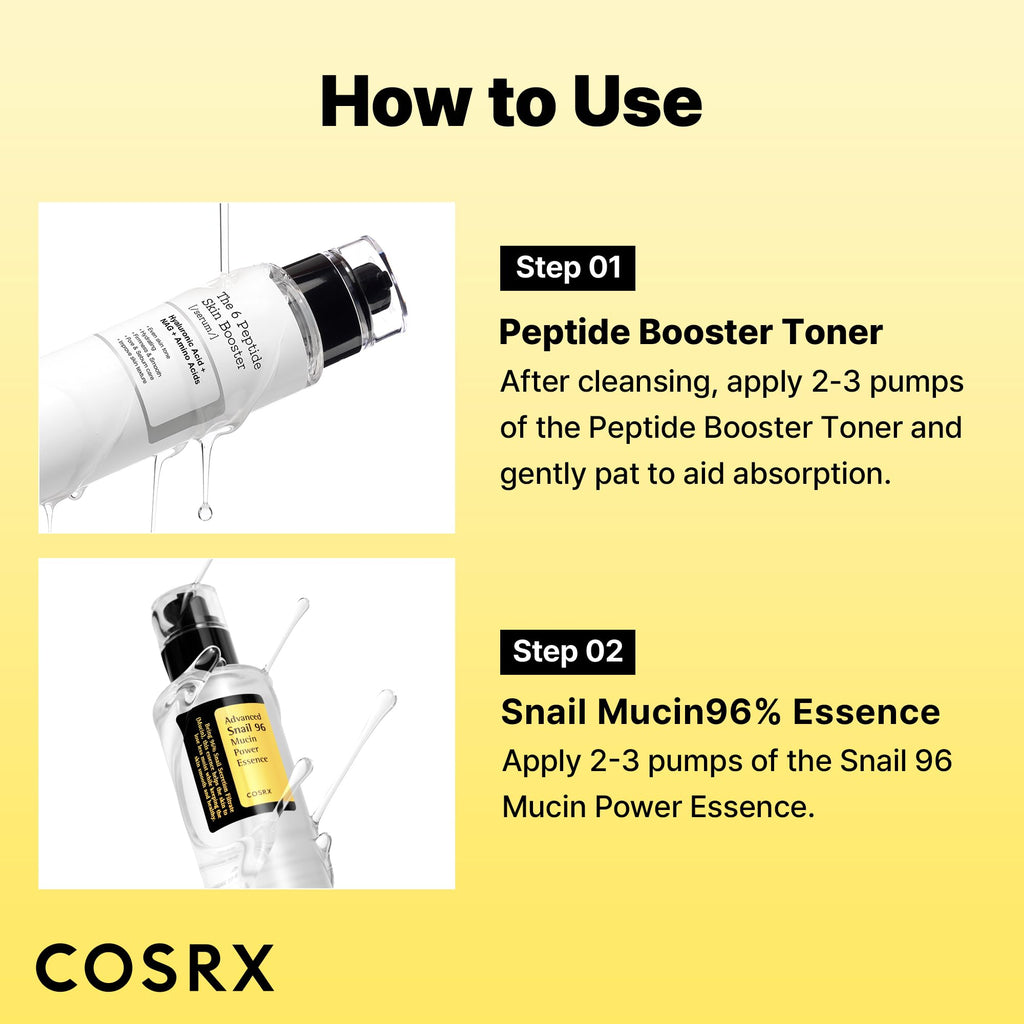 COSRX Snail Mucin 96% Peptide Booster Set, Self Care Gift Set for Women