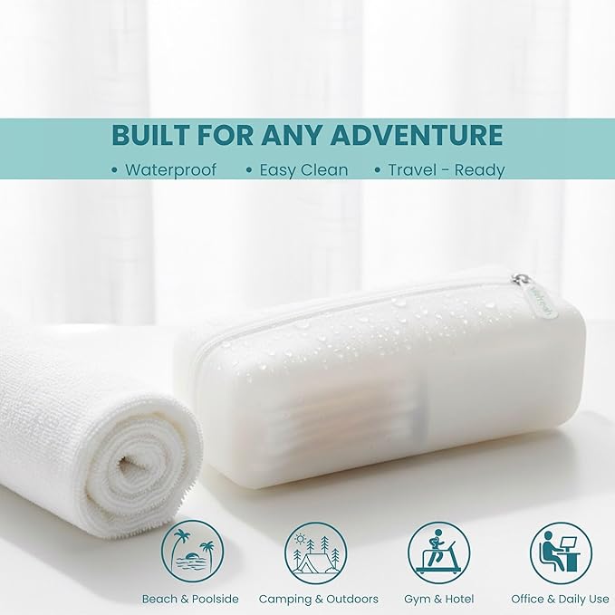 Cotton Pad Swab Travel Case, 2-in-1 Waterproof Organizer, VISFRESH (Clear)