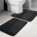 YIHOUSE Bathroom Rugs Set 2 Piece, Memory Foam Bath Mat Black