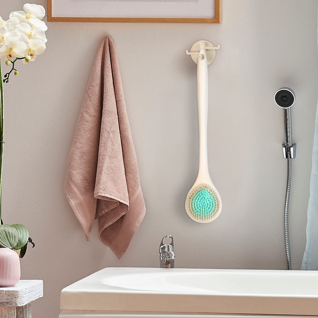 BEDELITE Back Bath Brush Long Handle for Shower of 2 - Soft Shower Brush for Men & Women,Back Brush Scrubber - 16.4" Long Skin Exfoliator for Body Bath Scrubber（Pink & Ivory）