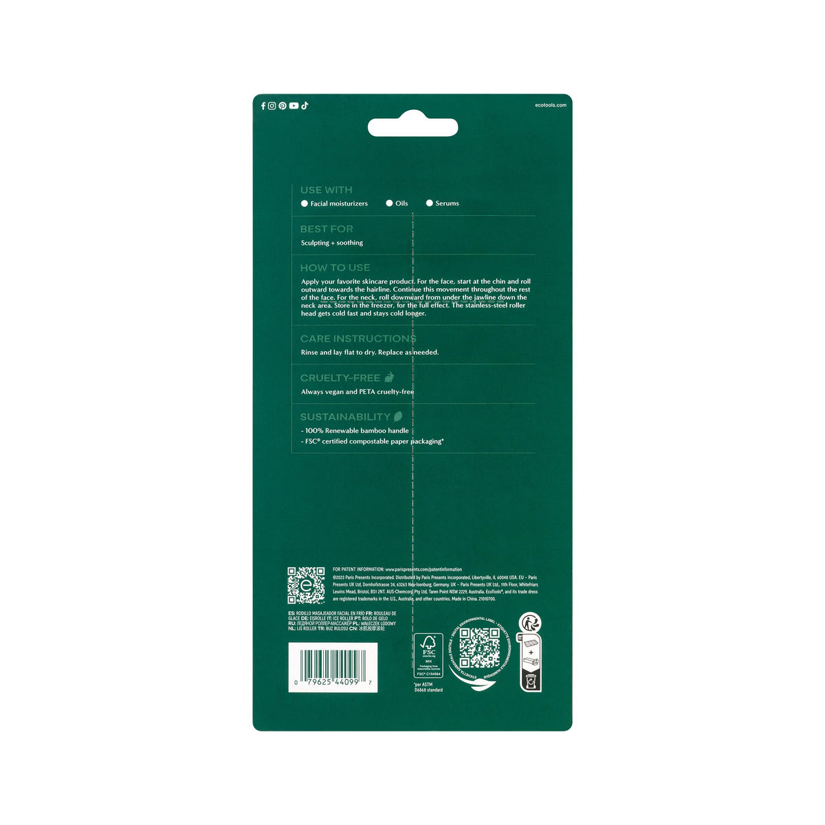 EcoTools Ice Roller, Stainless Steel Facial Roller, 1 Count