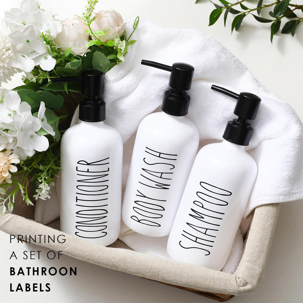 HOMCDALY Shampoo and Conditioner Dispenser Set of 3, 21oz Shower Soap Bottles with Pump, Refillable Shampoo Conditioner Body Wash Dispenser, Bathroom Shower Shampoo Bottles, shampoo container(P-White)
