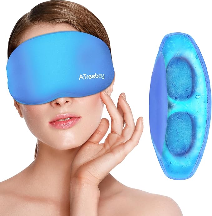 Cooling Eye Mask for Puffy Eyes, Ice Eye Pack After Surgery Relief - Reuable Cold Compress for Dry Eye - Comfortable Perfect Fit Gel Sleep Mask, Deep Blue of 3D