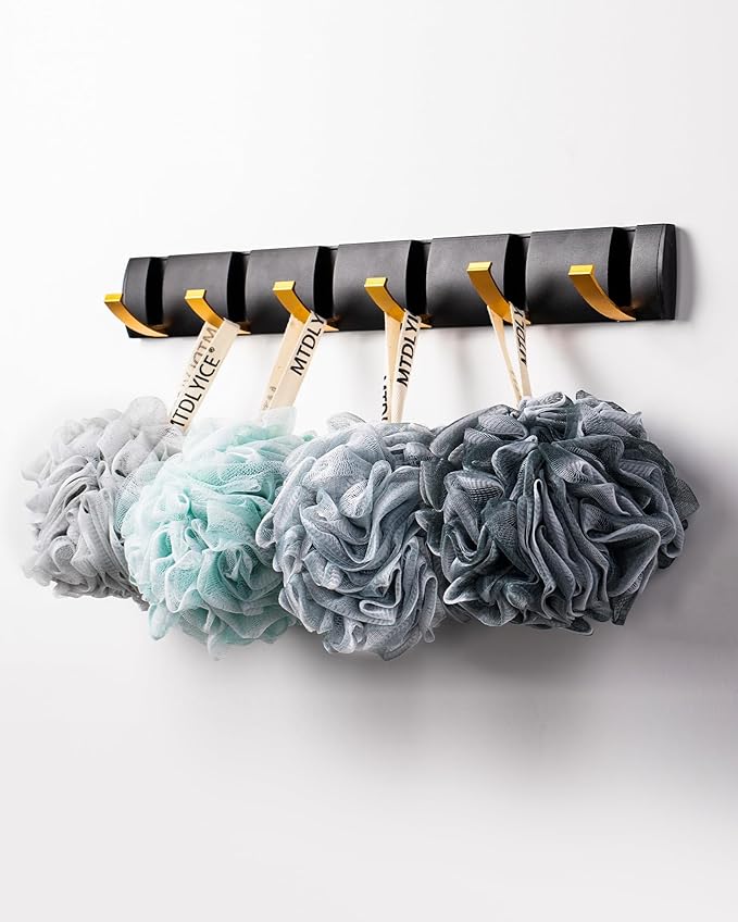 MTDLYICE Loofah Sponge, XXL Large Loofah 100g 4 Pack, Bath Sponge Soft Mesh Shower Loofah for Men, Body Scrub, Shower Pouf Bath Accessories, for Body Wash, Soap (Blue Gray)