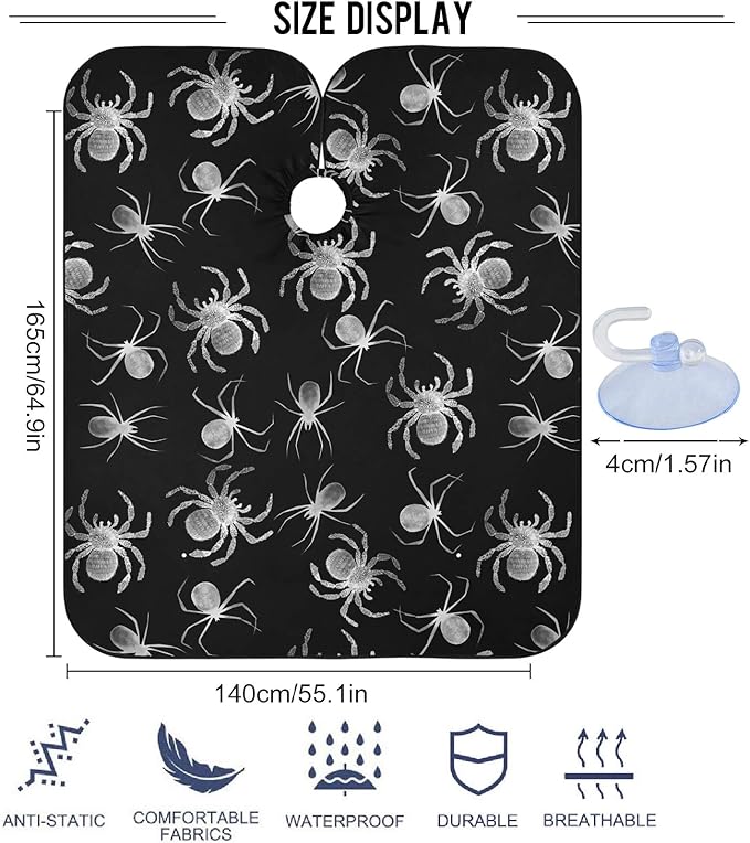 visesunny Barber Cape Spider Animal Polyester Hair Cutting Salon Cape Apron Anti-Static Haircut Water-Resistant Shaving Cloth Beard Shaving Bib Hairdressing Cape