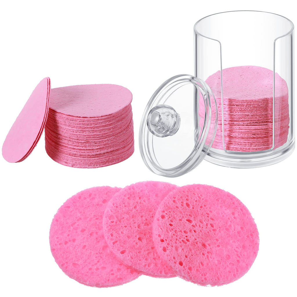 Geiserailie 50 Pcs Compressed Facial Sponges Facial Makeup Natural Cosmetic Spa Sponges for Women Cleansing, Exfoliating Mask, Makeup Removal, Dead Skin, and Dirt, Travel Accessories(Pink)