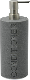 Indecor Home Resin Neutral Gray Sandstone Conditioner Engraved Bottle Refillable Pump Dispenser, Durable Waterproof Resin Construction for Bath, Shower - Gray Sandstone Satin Nickel Pump