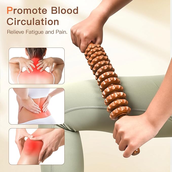 NXCYLW Wood Therapy Massage Tools, Wooden Massage Roller Stick, Lymphatic Drainage Tool, Curved Wood Muscle Massage Roller Used to Relieve Muscle Soreness and Body Shaping