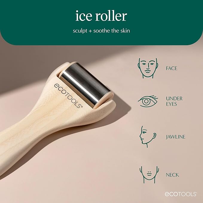 EcoTools Ice Roller, Stainless Steel Cooling Facial Roller & Neck Sculpting Tool, Depuff, Vegan & Cruelty-Free Self-Care Gift for Beginners & Experts, 1 Count