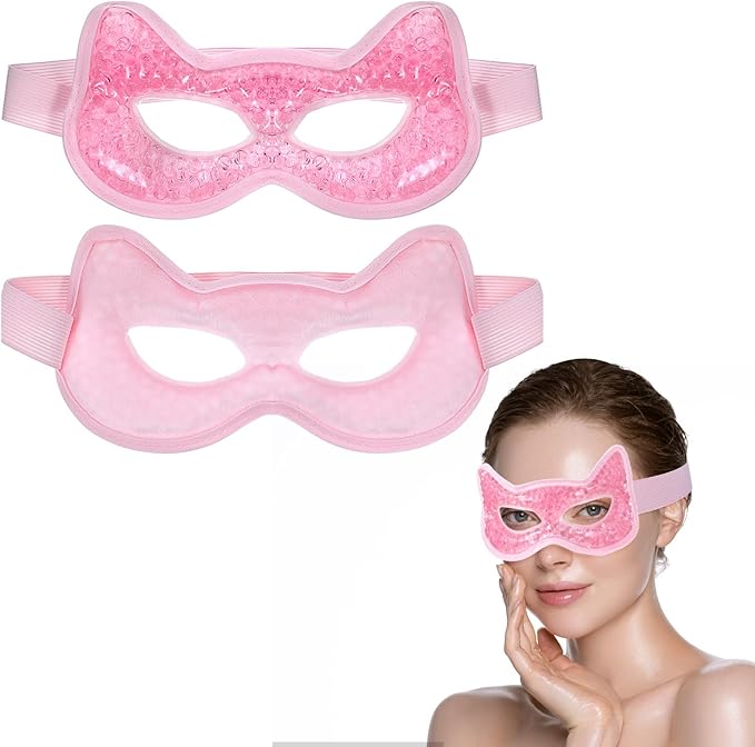 Qianyu Cooling Eye Mask Gel Bead Eye Packs Hot Cold Compress Reusable Face Mask for Dry Puffy Eyes Puffiness Dark Circles Headaches Sleeping Stress Relief Skin Care Men Women
