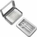 LIGHUFEIC 2 PCS Portable Cotton Swab & Floss Holder,Travel-Size Empty Metal Containers with Dustproof Lids for Cotton Swabs, Floss Picks, Hair Ties, and Small Items(Silver)