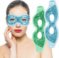Ruzzut Cooling Gel Eye Mask with Eye Holes, 2 PCS Cold Eye Packs for Puffiness & Swelling, Reusable Hot Cold Compress Heat Ice Gel Pack, Green and Blue