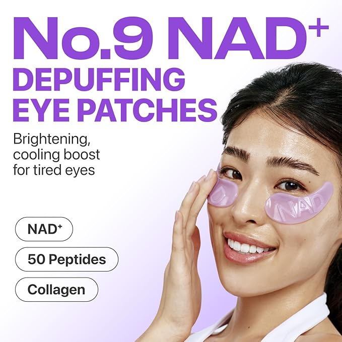 numbuzin No.9 Eye Patches, NAD+ Collagen Jelly Eye Masks with Peptides, Caffeine & Niacinamide, Cooling Under Eye Patches for Puffy Eyes & Eyebags, Skin Hydrated in Summer, 5 Pairs (10 Patches)