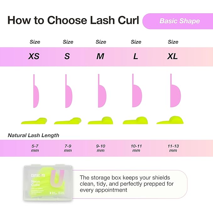 Curacoro Lash Lift Shields, 10 Pcs/5 Sizes Reusable Silicone Rods
