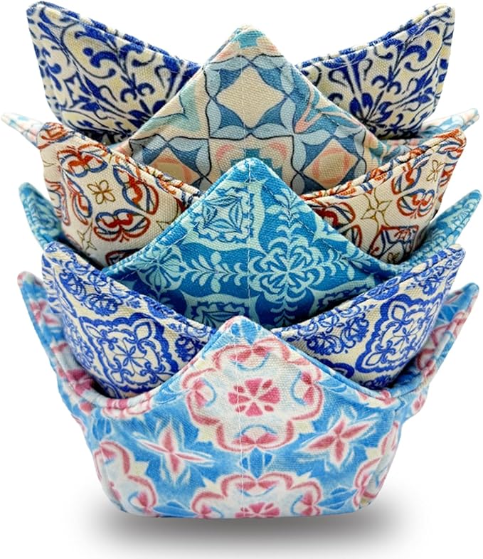 JounLoin Cotton Microwavable Bowl Cozy ，Set of 6，Microwave-Safe Hot Bowl Holders, Soup Bowl Cozy Hot Pads，Prevent Hand from Heat and Maintain Food Warm，Ideal Household Gift Store (C)