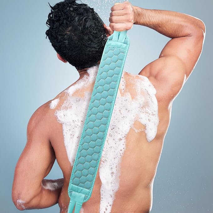 WOONEKY Bath Towel Back Rub Strips Long Straps Exfoliating Washcloth for Shower Bath