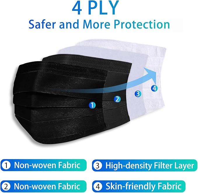 Disposable Face Masks for Adults,Premium 4ply Level2 Masks,Breathable Disposable Masks,Individually Wrapped Pack 50(3 colors)…