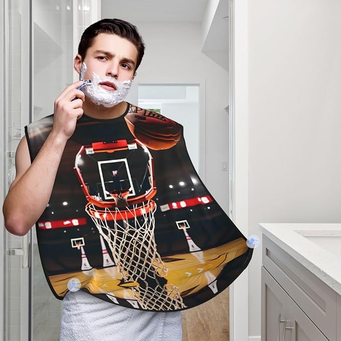 Monochrome Sketch Style Gaming Print Beard Bib Shaving Apron, Beard Hair Trimming Cape Gift For Dad