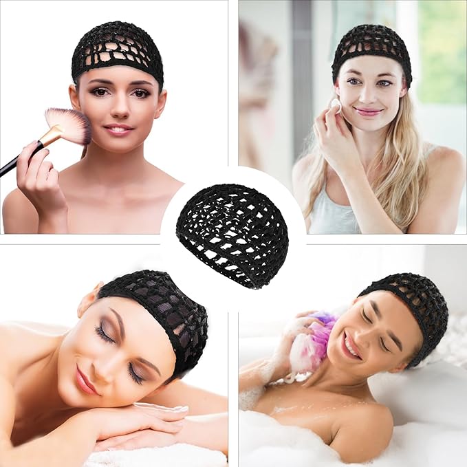 Hair Net For Women 3 PCS Sleeping Wrap Sleep Press Cap Crochet Wraps Mesh Bonnets Curly Straight Hair Drying Caps Wig Hairnet Sew In Weave Snoods Bonnet Bathing Accessories Shower Caps