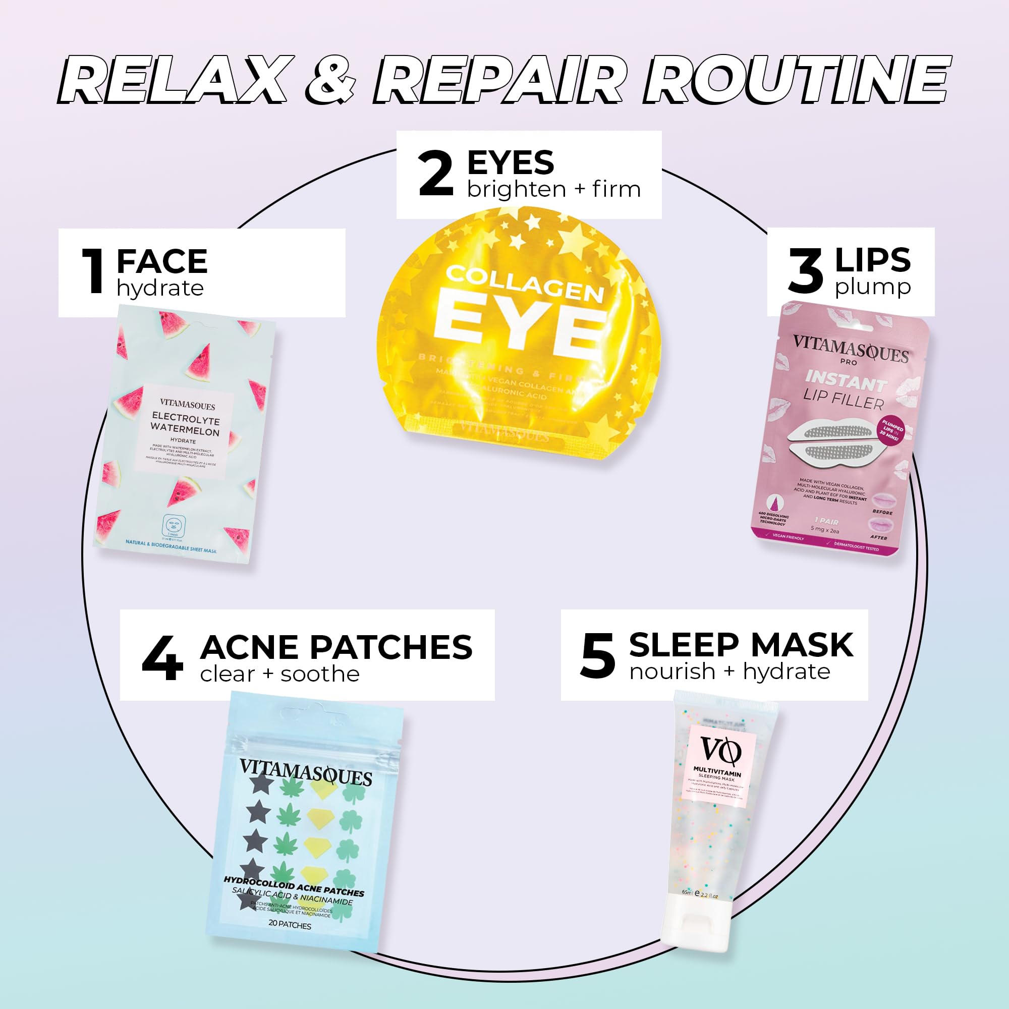 Vitamasques Korean Face Mask Set, 7-Pack Juicy Collection Triple-Layer Sheet Masks for Hydrating, Brightening & Pore Care | Vegan K-Beauty Face Masks Skincare for Radiant Glow