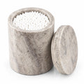 NANSHOP Natural Marble Canister, Cotton Swab Holder with Lid, Marble Toothbrush Holder Qtip Holder Storage for Cotton Swab, Floss Picks, Makeup Pad, Bath Salt, Beige White Travertine(NS019)