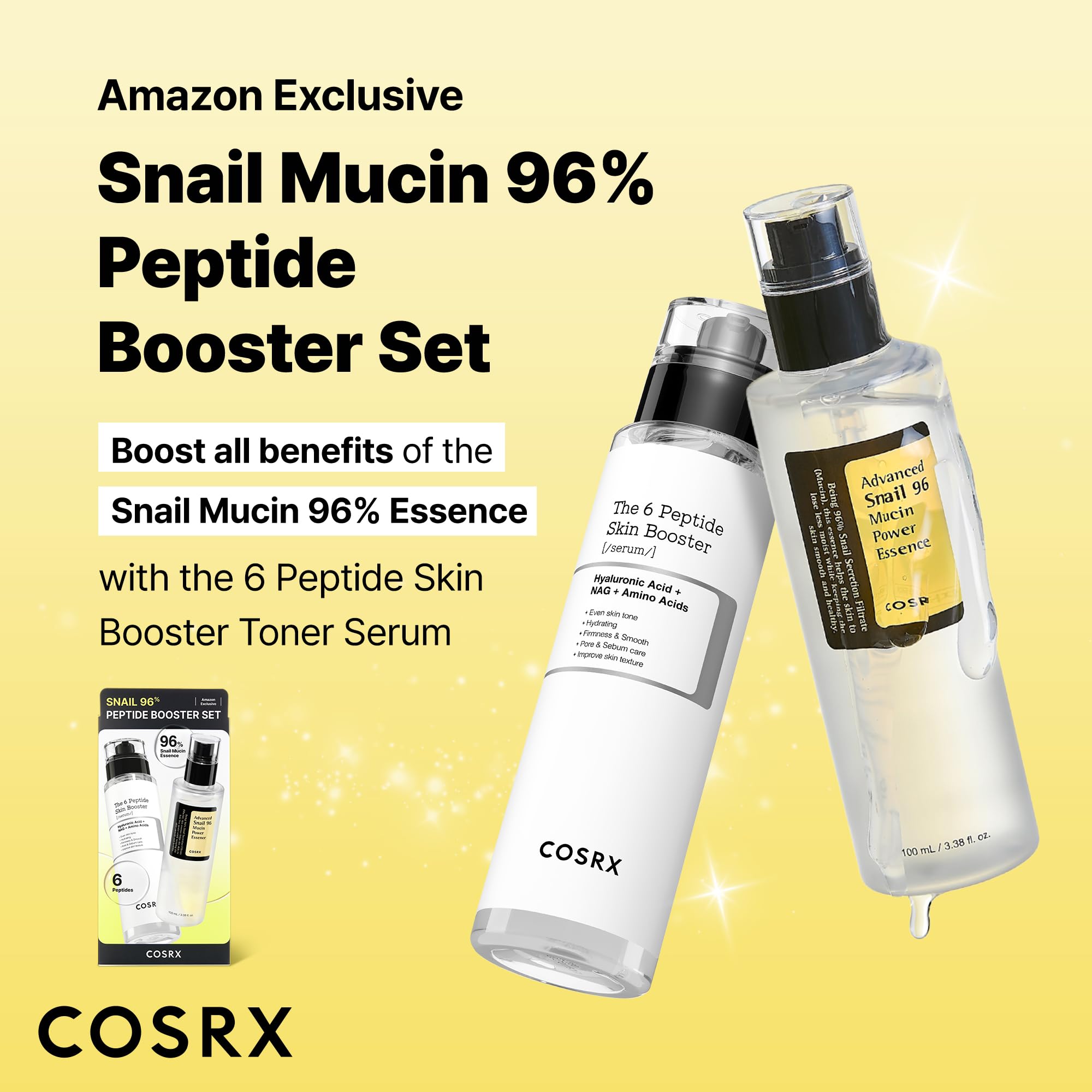 COSRX Snail Mucin 96% Peptide Booster Set, Self Care Gift Set for Women