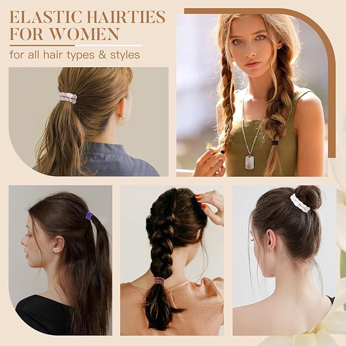 Hair Ties No Damage - 10PCS Ponytail Holders - Elastic Hair Ties for Thick Hair - Braided Hair Bands for Women Girls's Hair