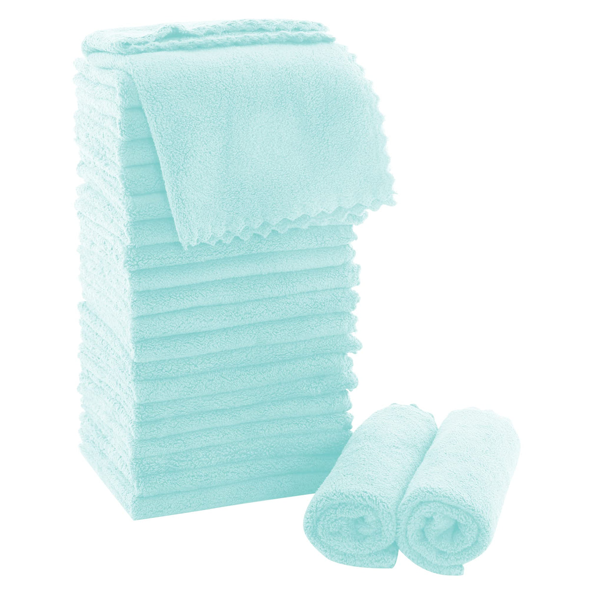 MOONQUEEN Ultra Soft Premium Washcloths Set - 12 x 12 inches - 24 Pack - Quick Drying - Highly Absorbent Coral Velvet Bathroom Wash Clothes - Use as Bath, Spa, Facial, Fingertip Towel (Grey)