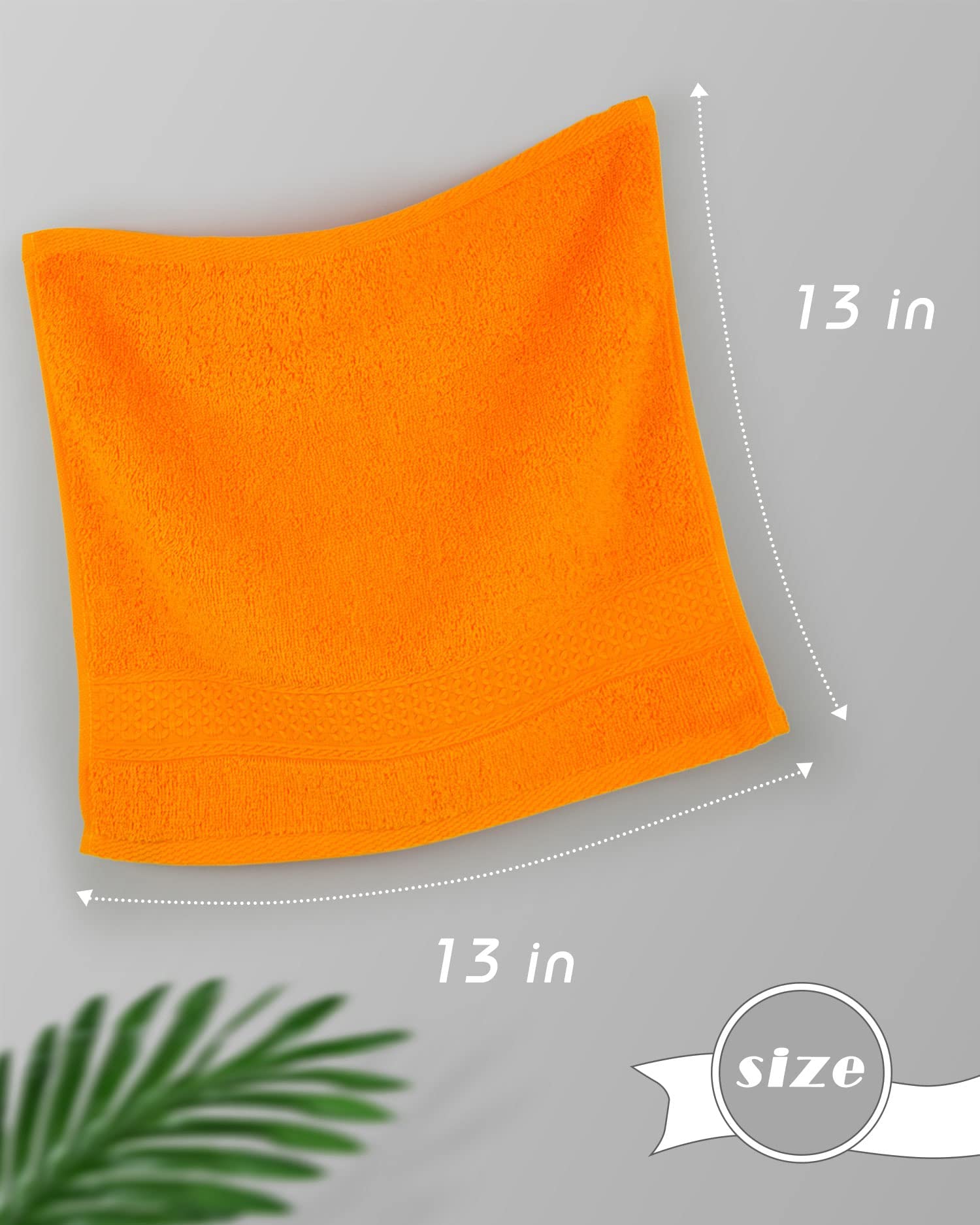 Cleanbear Washcloths Orange Face Cloths Set of 6 - Cotton 13” x 13”