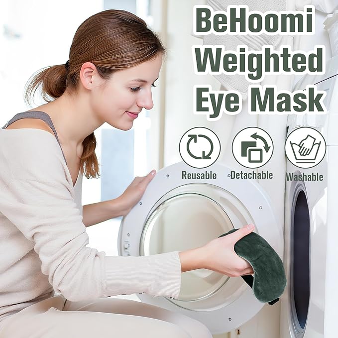 BeHoomi Heated Eye Mask, Weighted Sleep Mask Warm Compress for Eyes, Cooling Eye Mask for Sleeping, Reusable Eye Masks for Home, Office, Hot and Cold for Eye Relaxation, Gifts for Women (Grey)